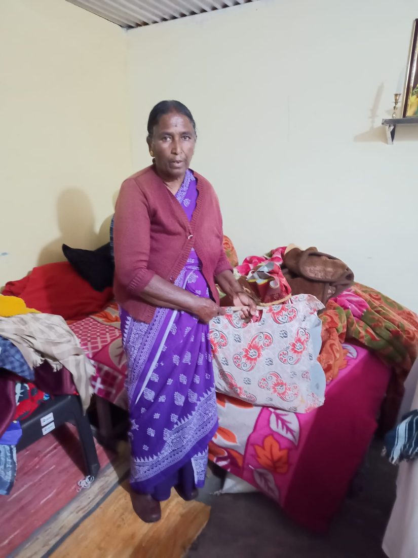 Provisions and household supplies handed over at home.