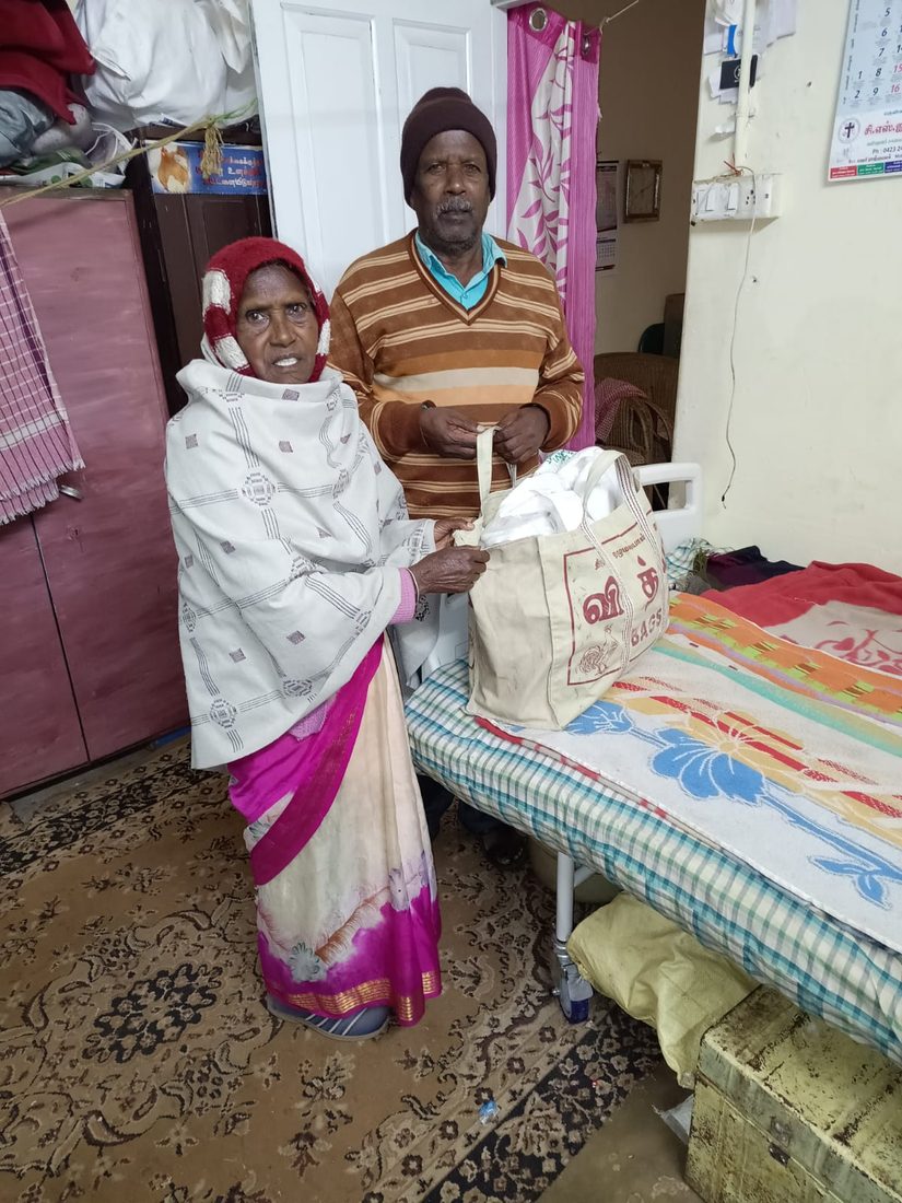 A bag of provisions delivered at home, where one of them is bedridden.