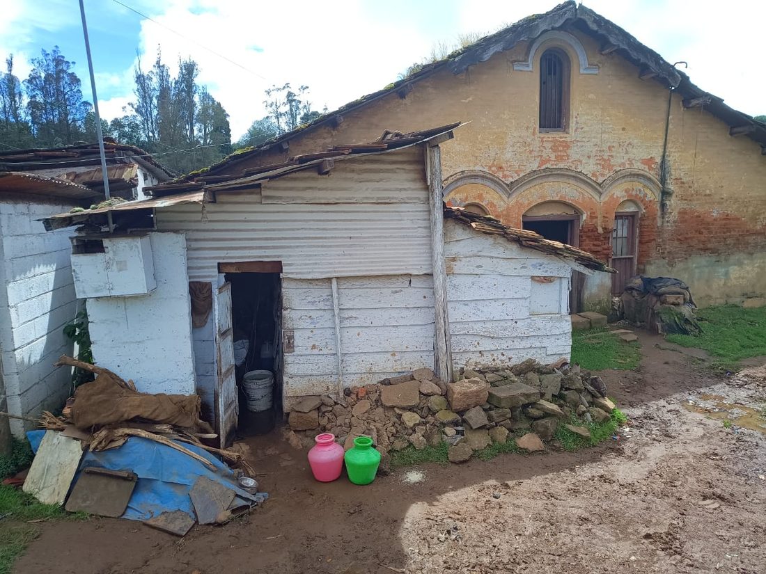 Before — the tin and timber shed the family was living in.